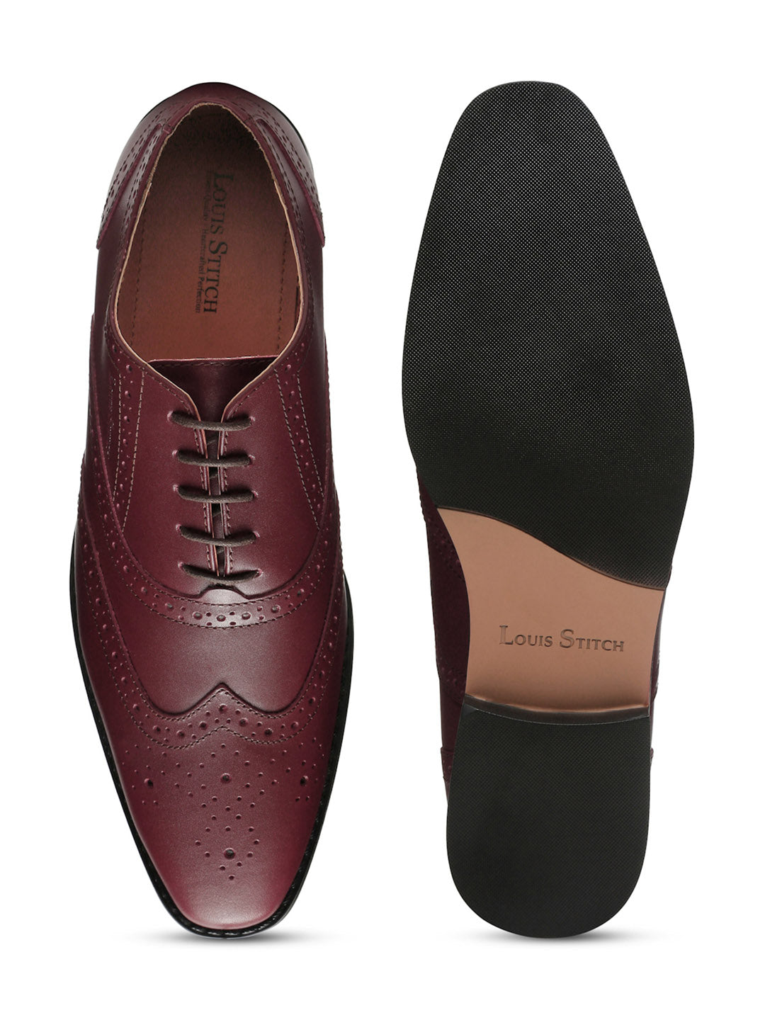 Rosewood Italian Leather Wingtip Brogue Shoes