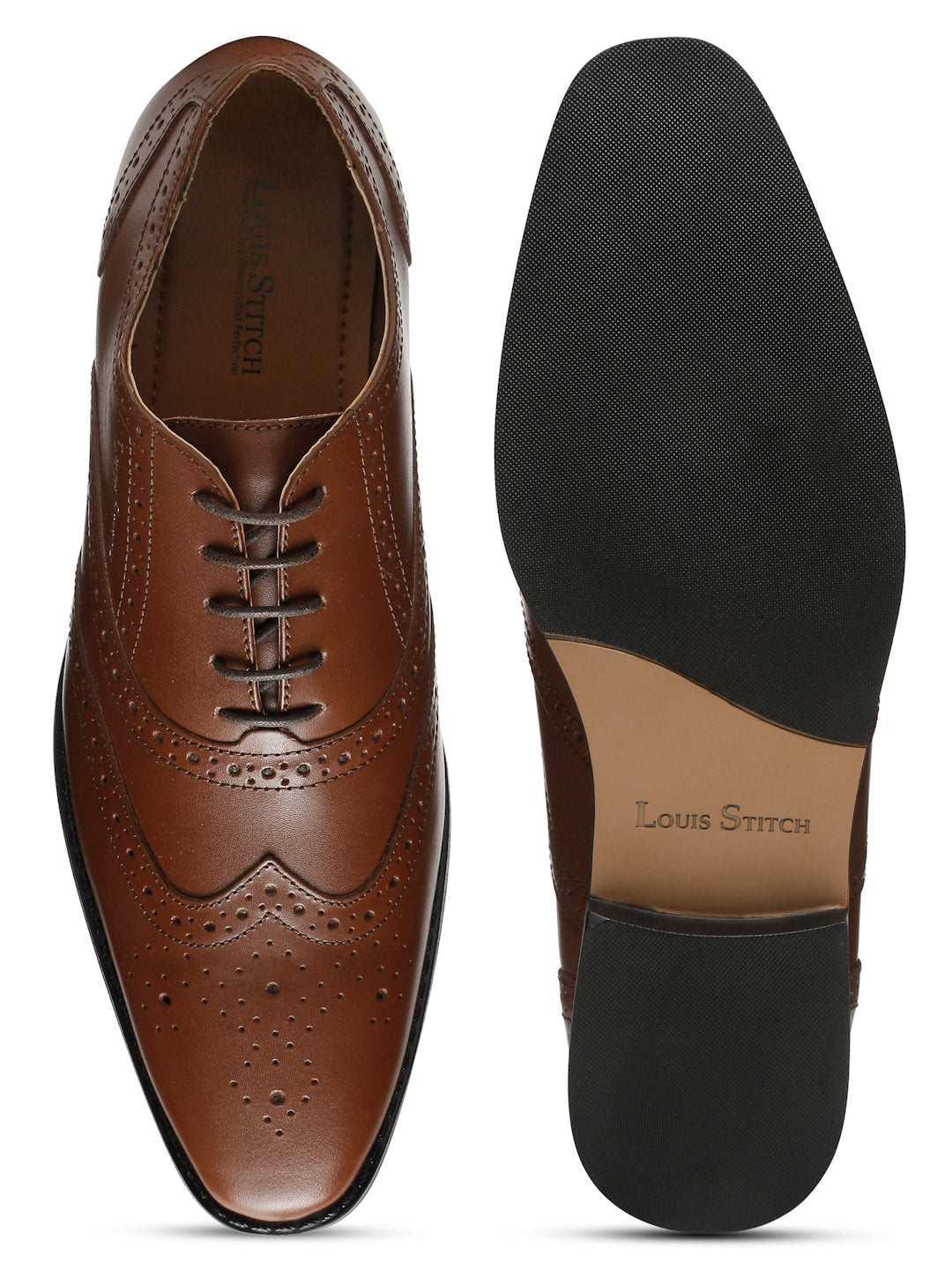 Tan Italian Leather Wingtip Brogue Shoes