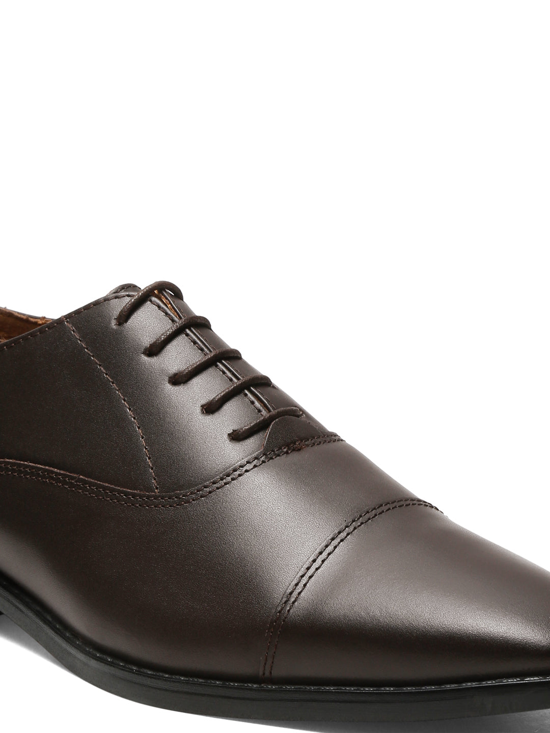 Brunette Brown Italian Leather Cap-Toe Shoes