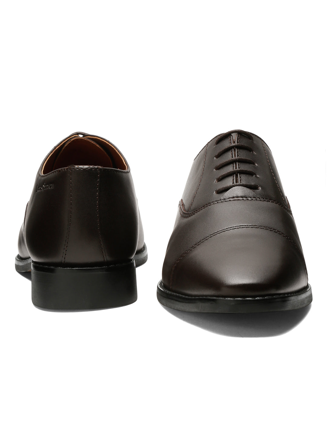 Brunette Brown Italian Leather Cap-Toe Shoes