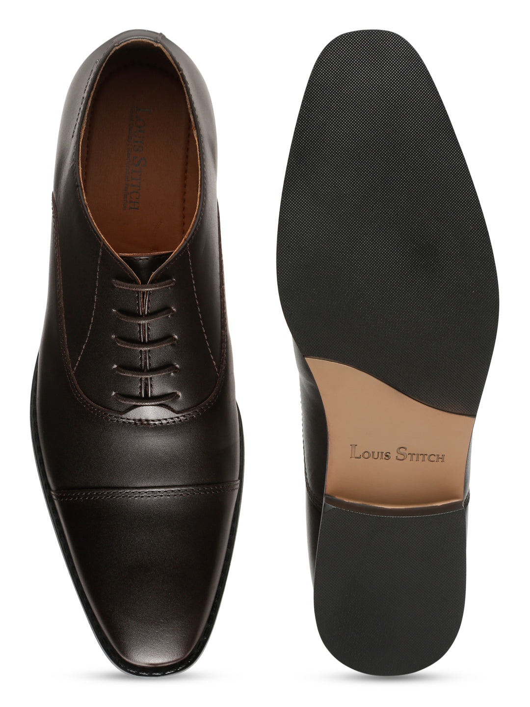 Brunette Brown Italian Leather Cap-Toe Shoes