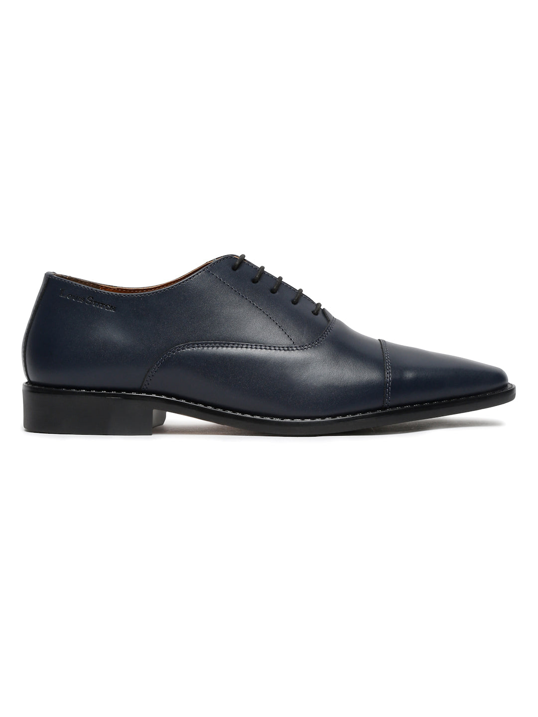 Prussian Blue Italian Leather Cap-Toe Shoes