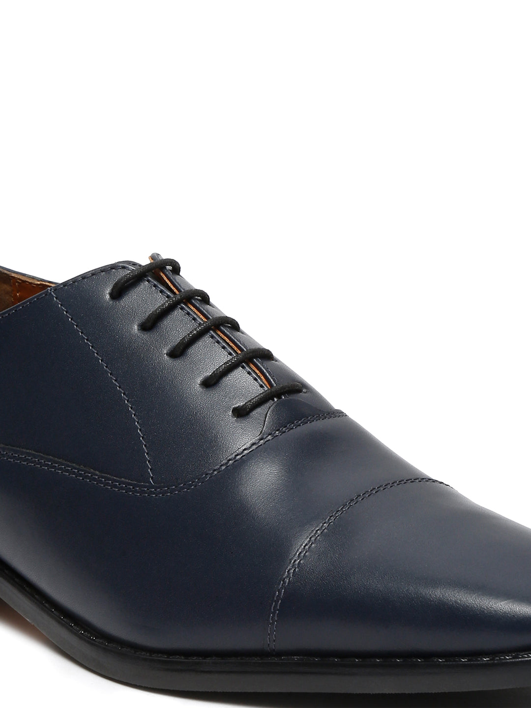 Prussian Blue Italian Leather Cap-Toe Shoes