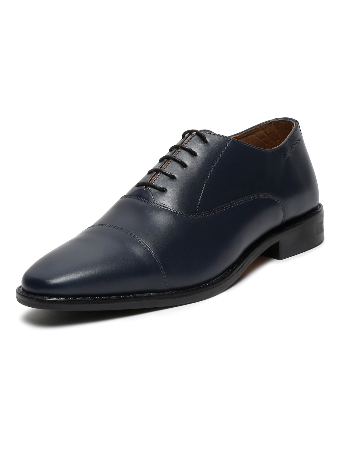 Prussian Blue Italian Leather Cap-Toe Shoes