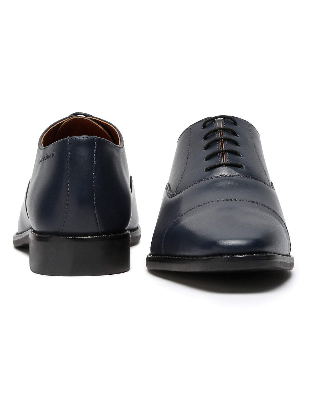 Prussian Blue Italian Leather Cap-Toe Shoes