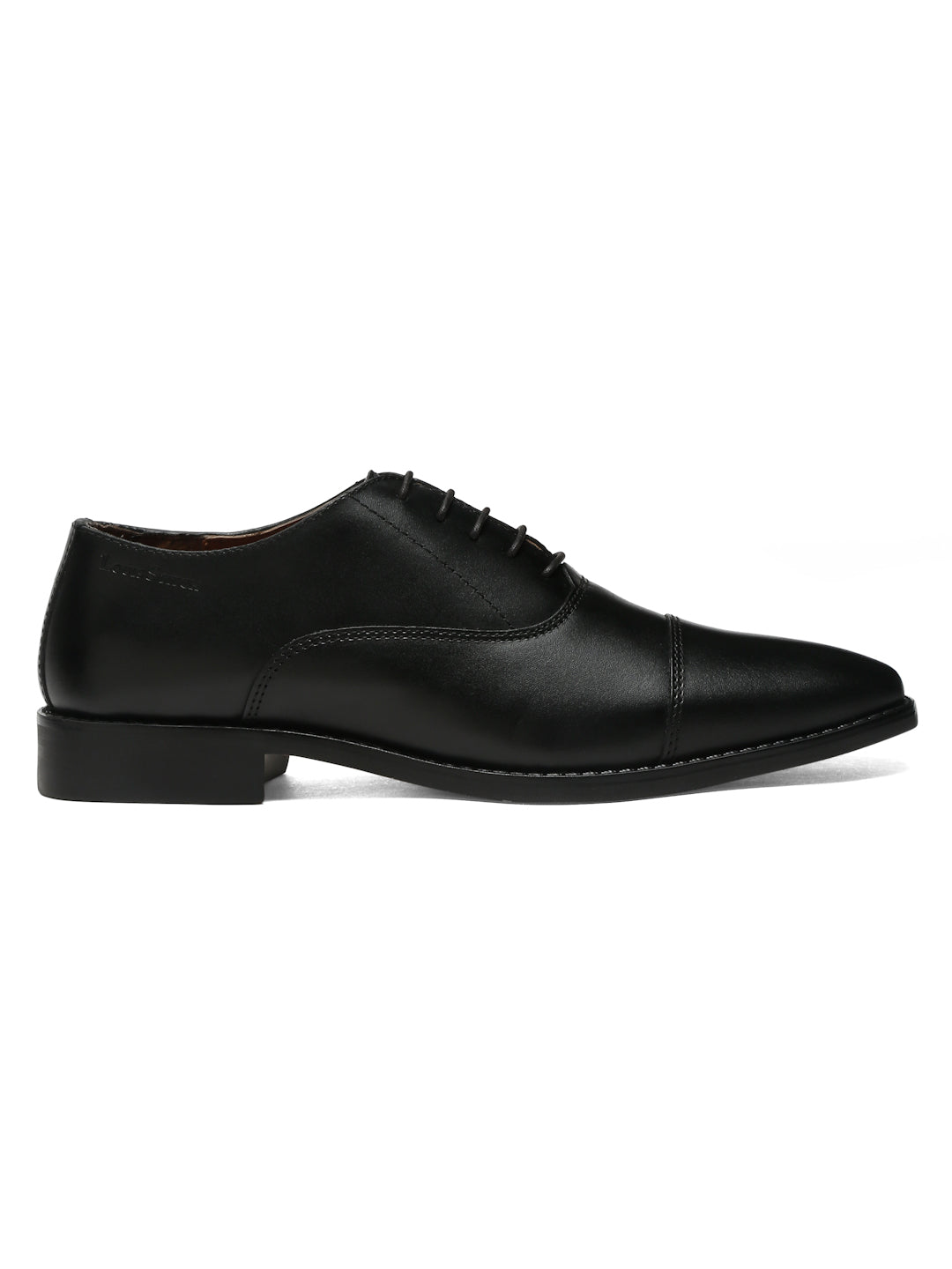 Jet Black Italian Leather Cap-Toe Shoes