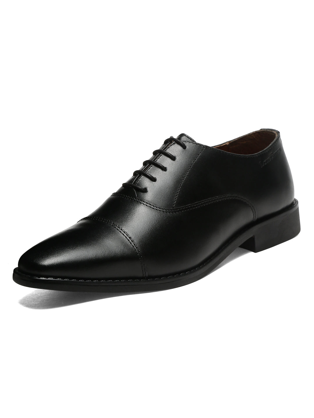 Jet Black Italian Leather Cap-Toe Shoes