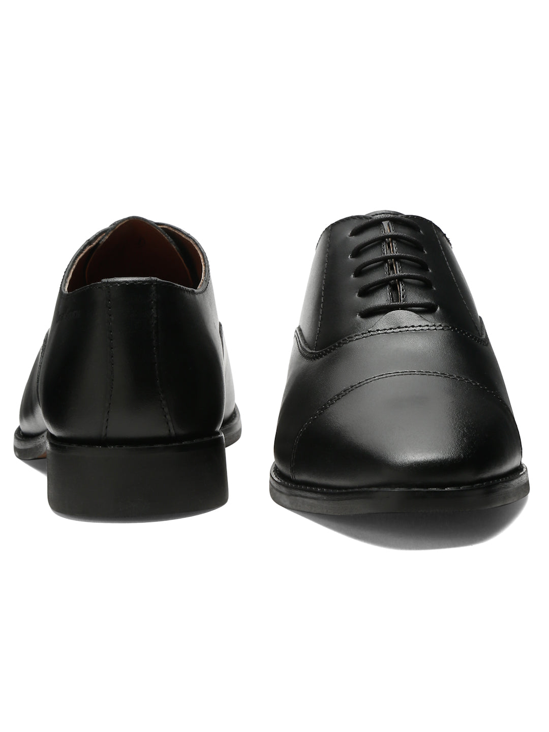 Jet Black Italian Leather Cap-Toe Shoes
