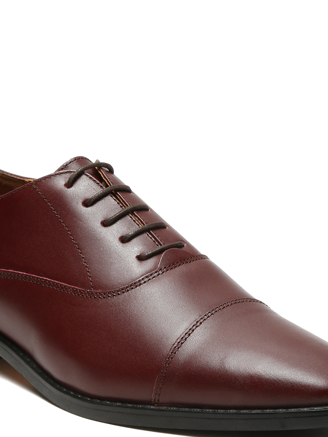Rosewood Italian Leather Cap-Toe Shoes
