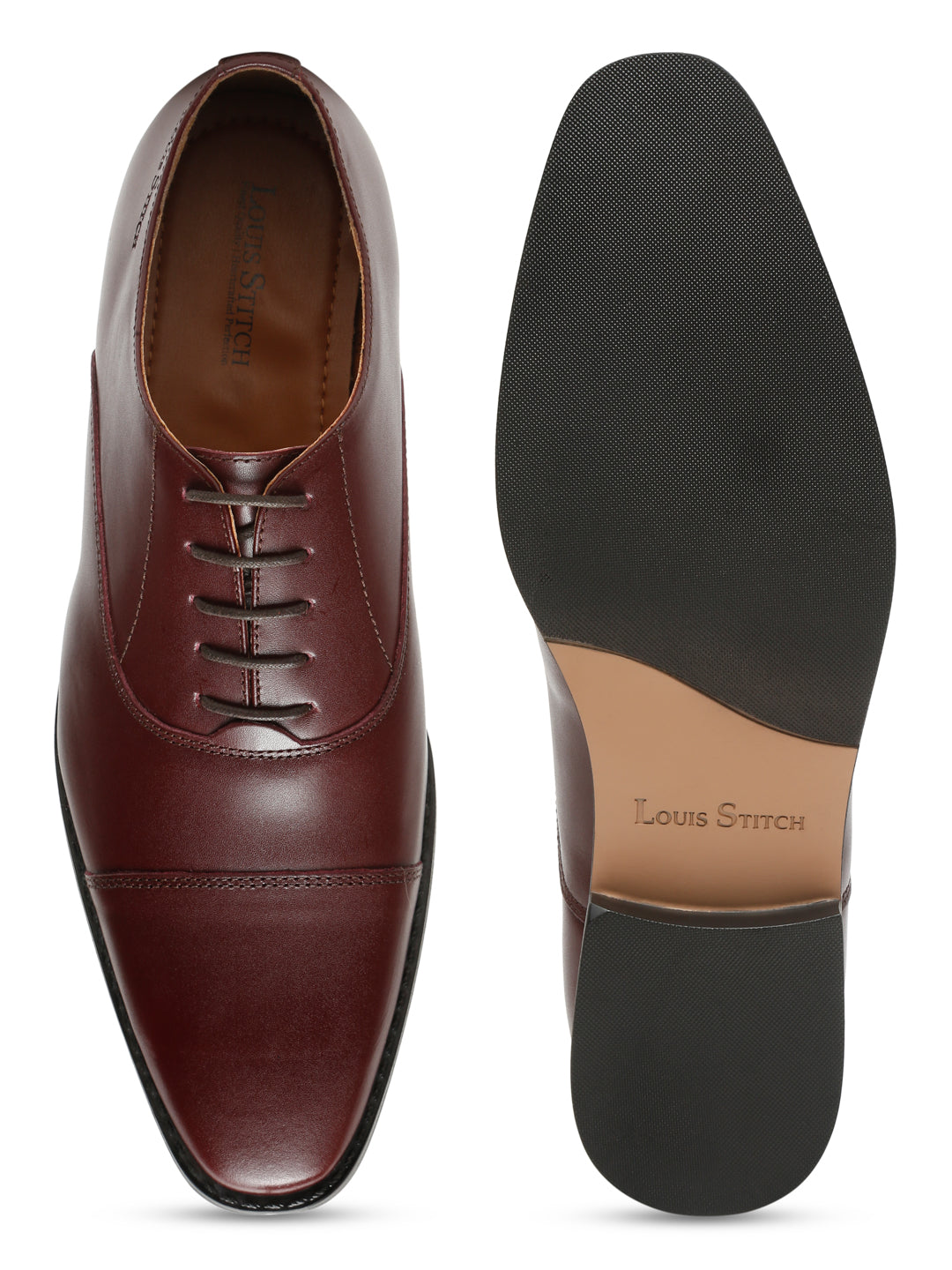 Rosewood Italian Leather Cap-Toe Shoes