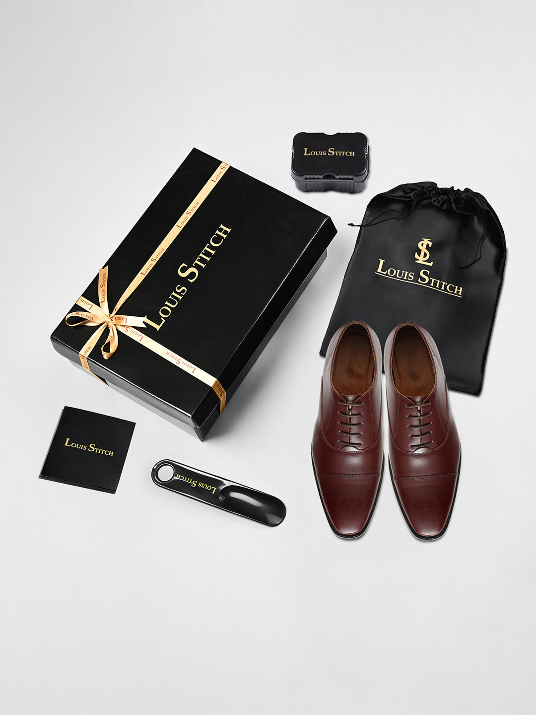 Rosewood Italian Leather Cap-Toe Shoes