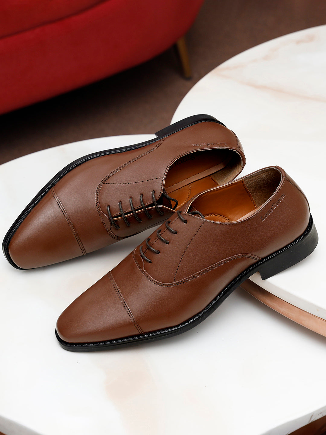 Tan Italian Leather Cap-Toe Shoes