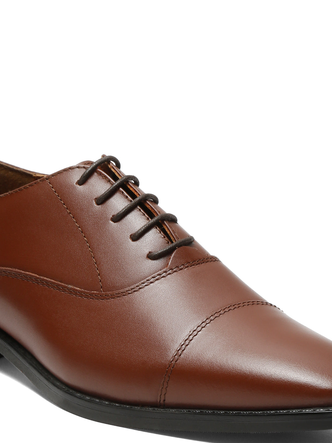 Tan Italian Leather Cap-Toe Shoes