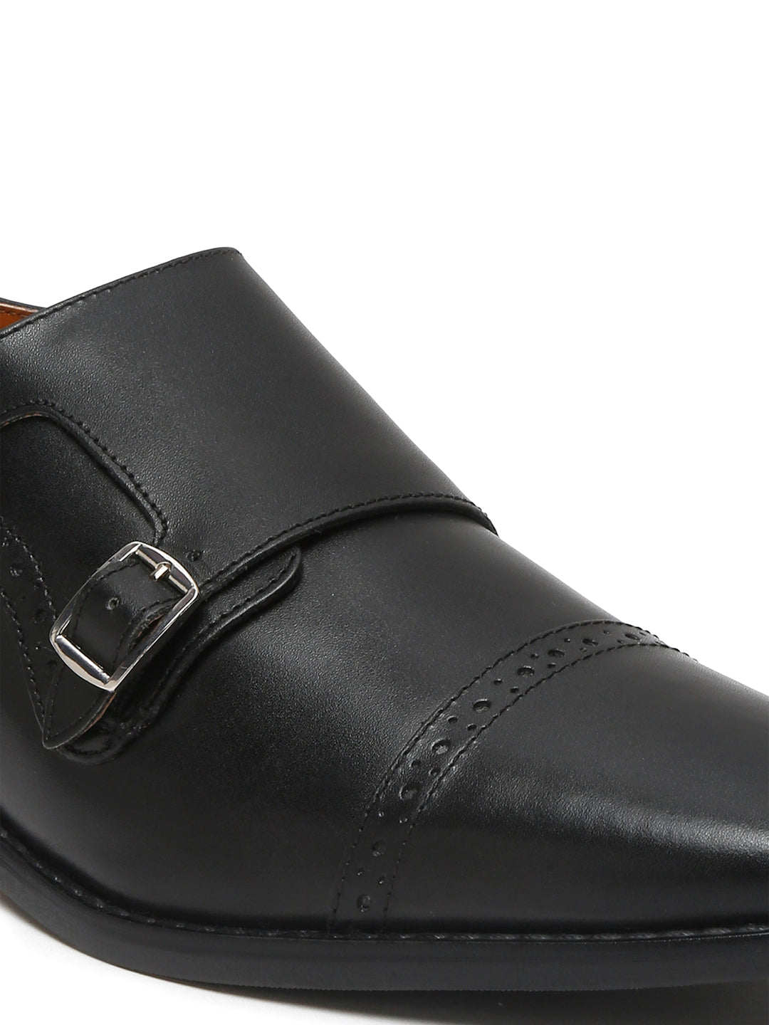 Jet Black Italian Leather Double Monk Strap Shoes