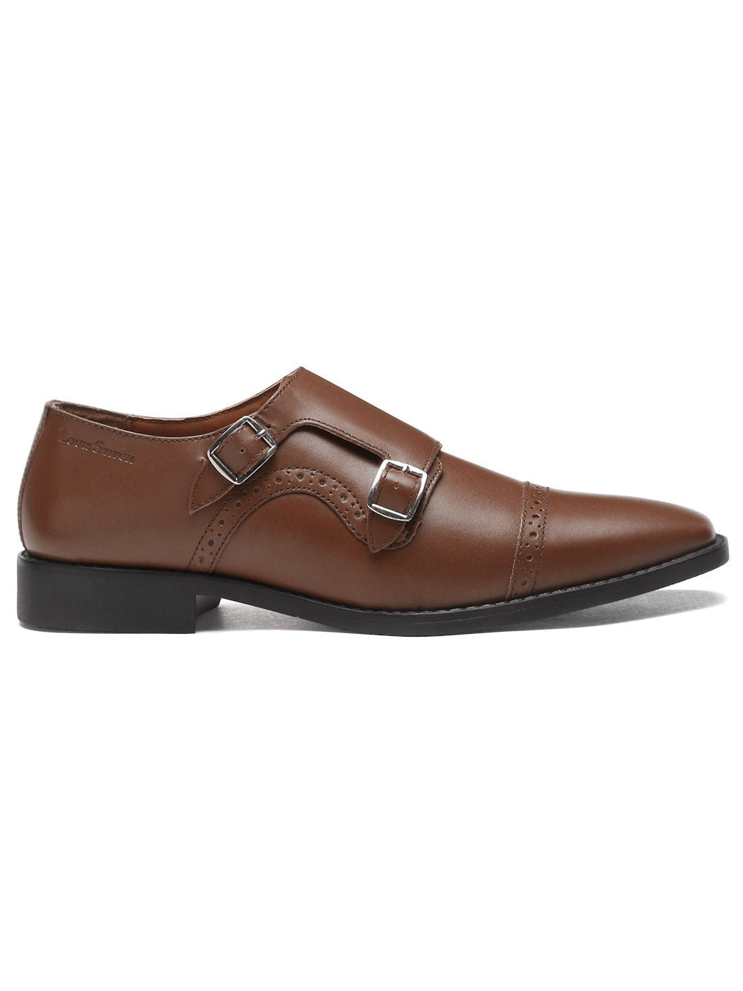 Ruseet Tan Italian Leather Double Monk Strap Shoes