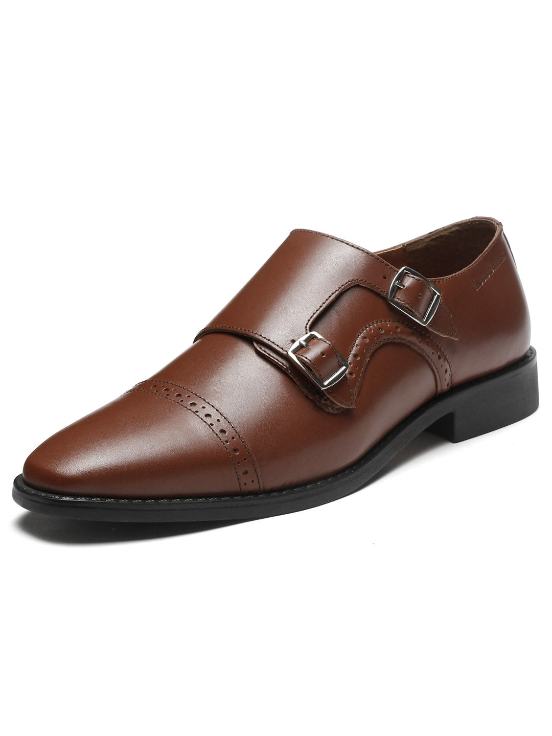 Ruseet Tan Italian Leather Double Monk Strap Shoes