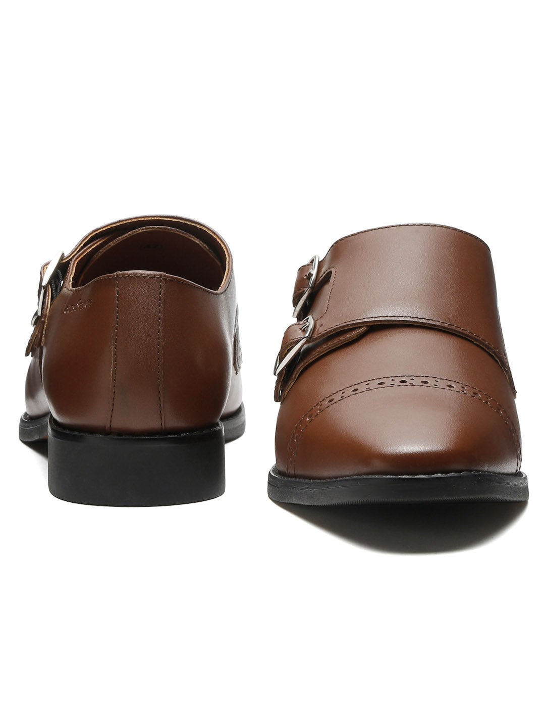 Ruseet Tan Italian Leather Double Monk Strap Shoes