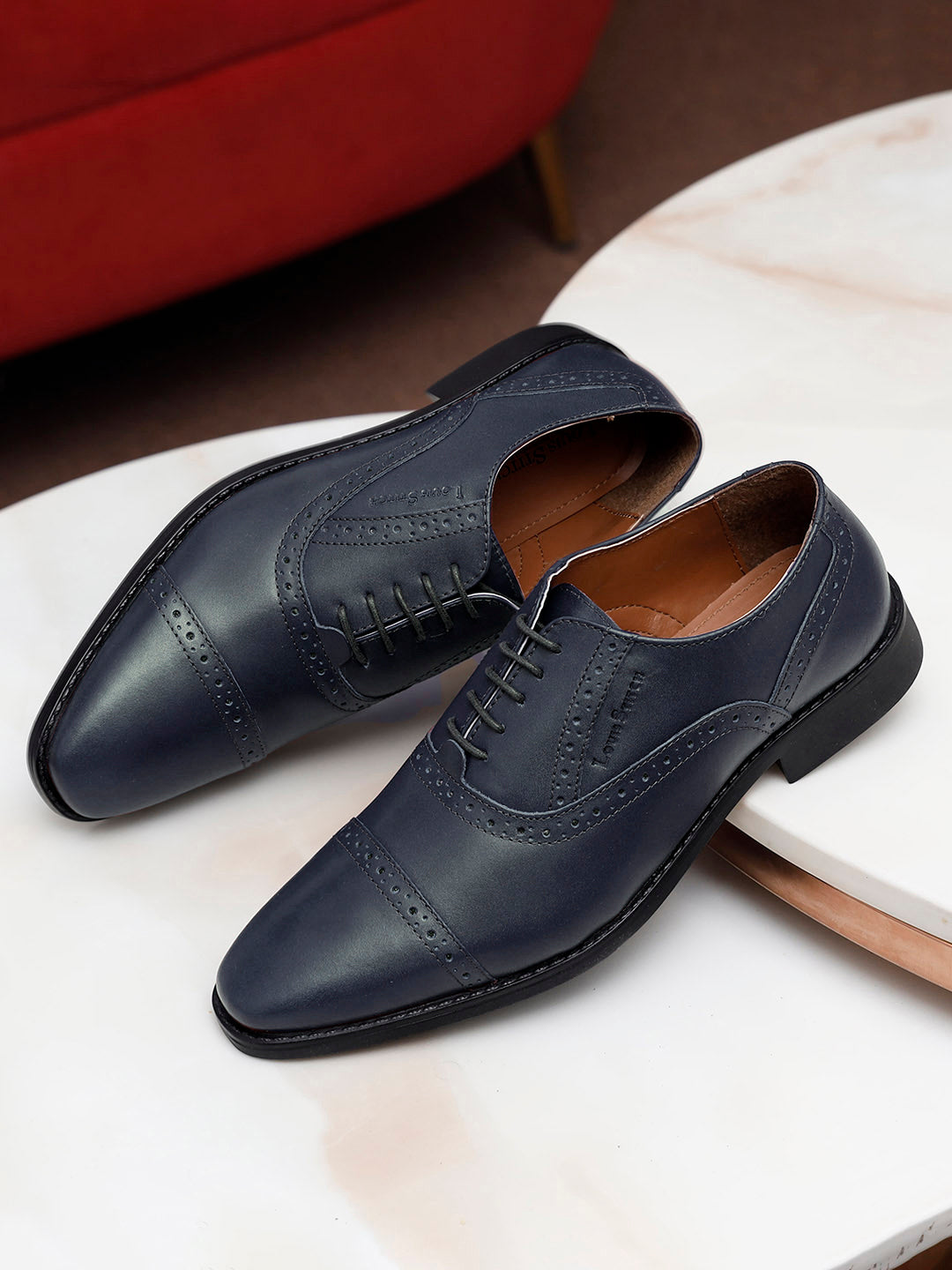 Prussian Blue Italian Leather Oxford Shoes
