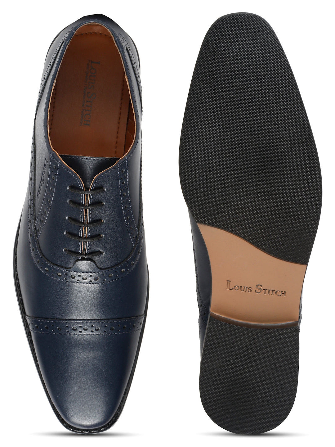 Prussian Blue Italian Leather Oxford Shoes