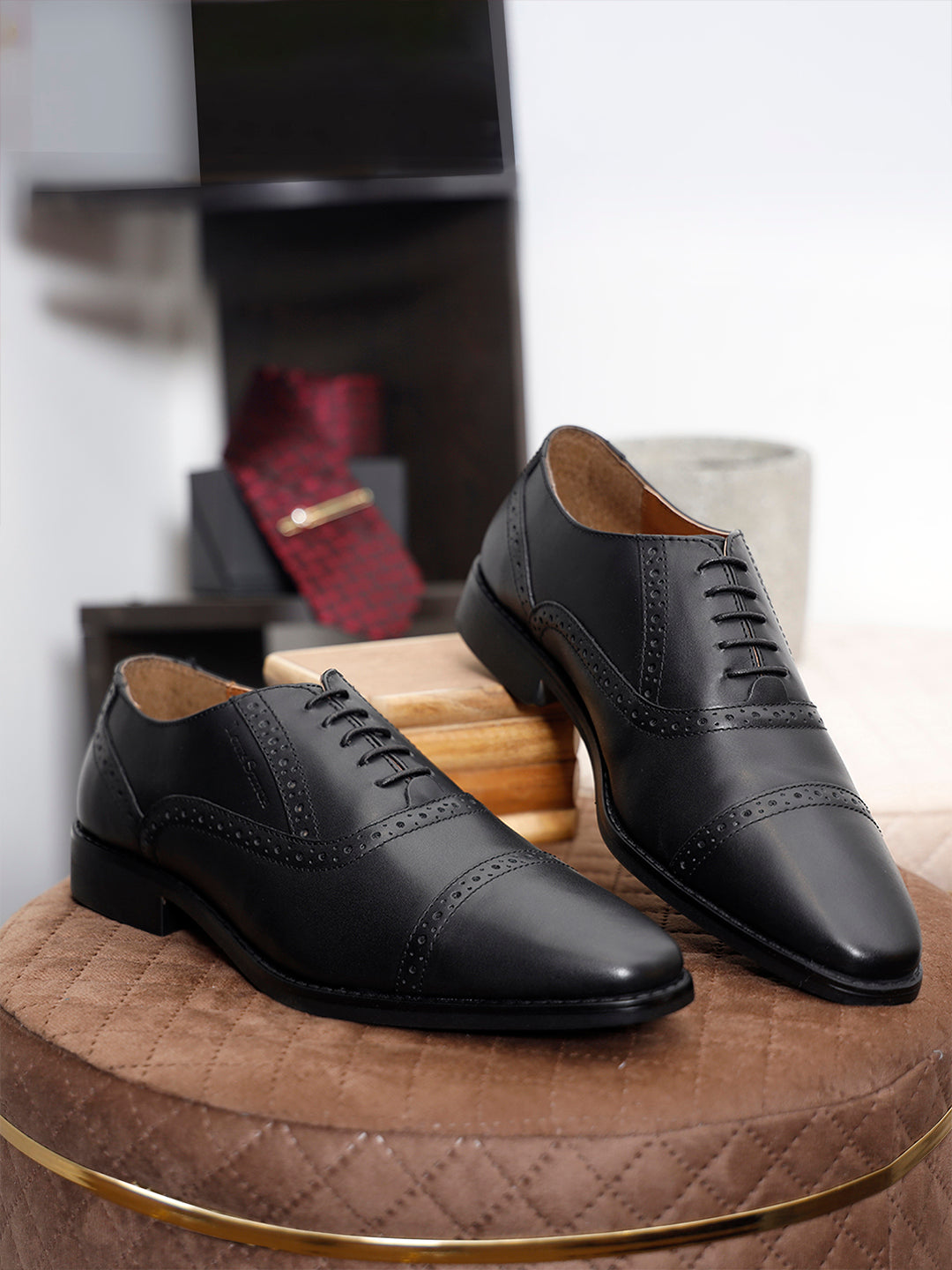 Jet Black Italian Leather Oxford Shoes