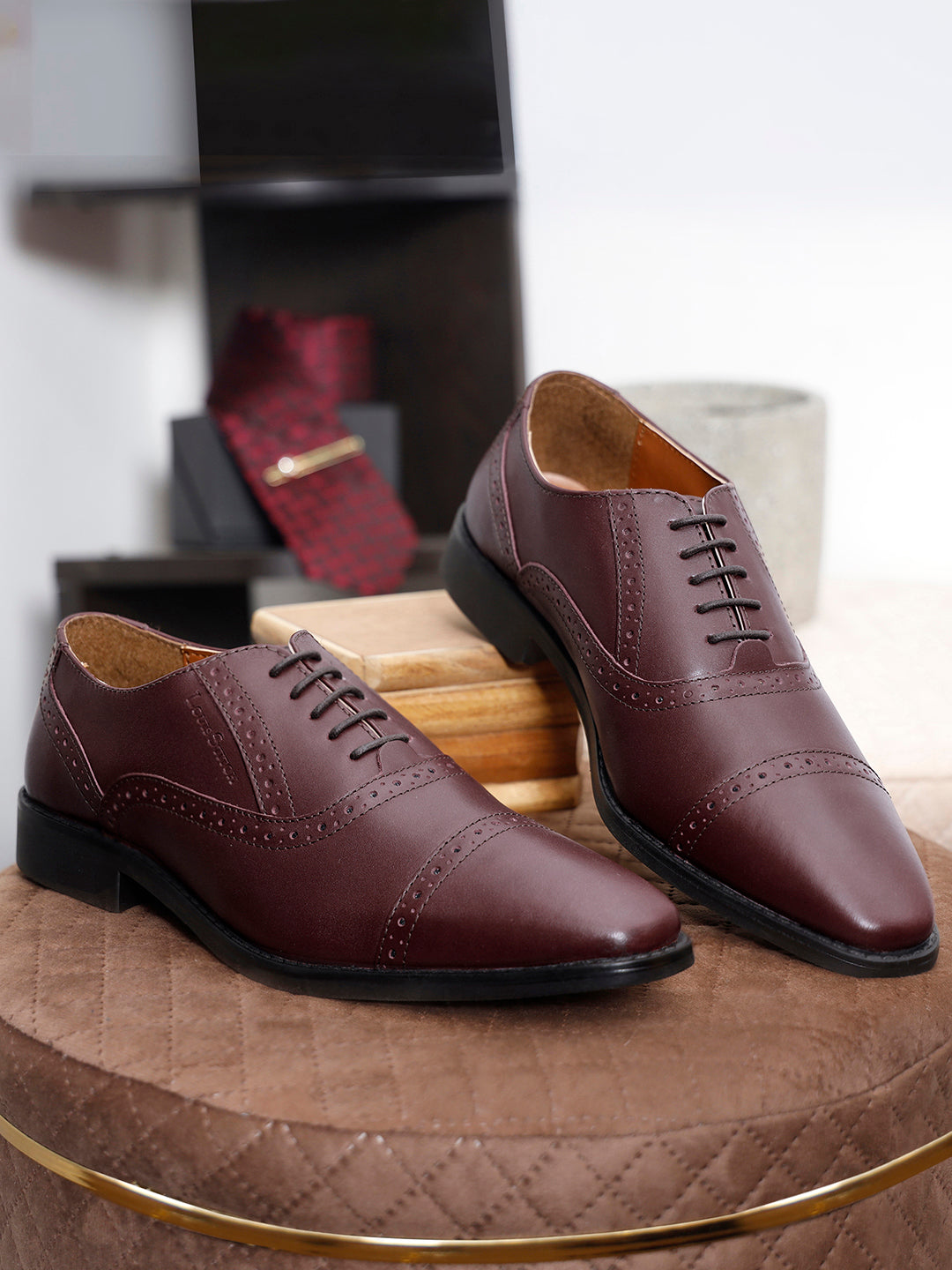 Rosewood Italian Leather Oxford Shoes