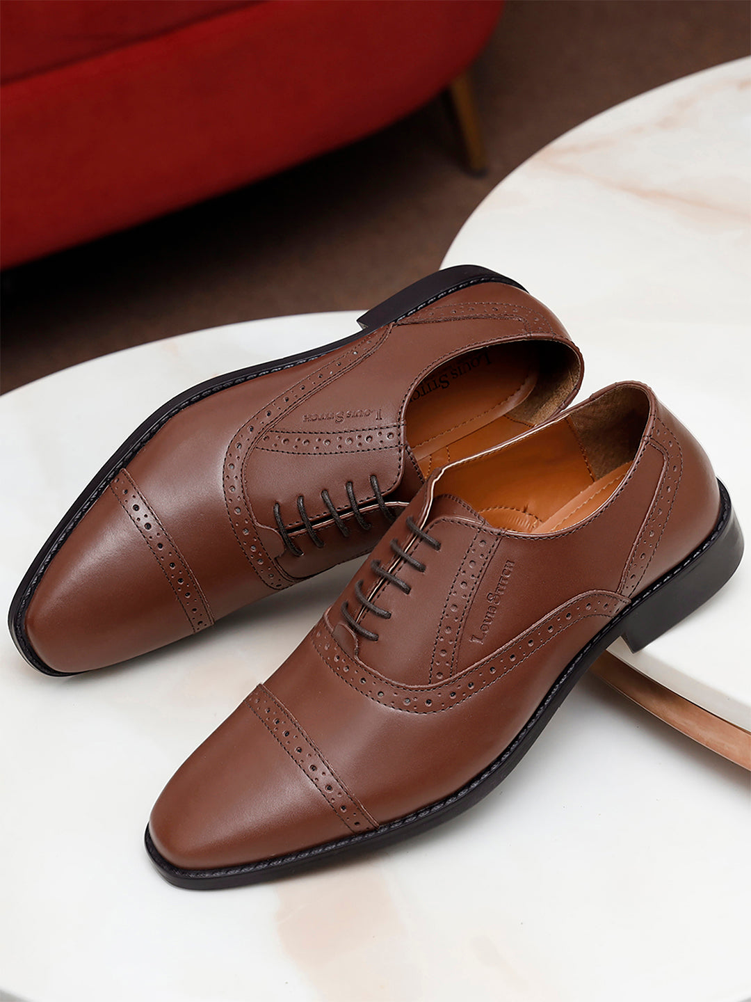 Tan Italian Leather Oxford Shoes