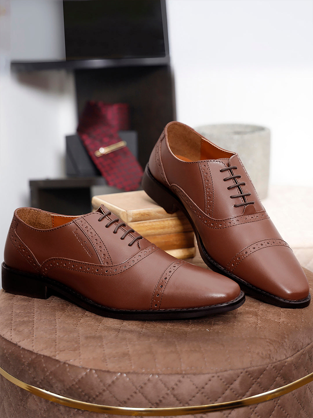 Tan Italian Leather Oxford Shoes