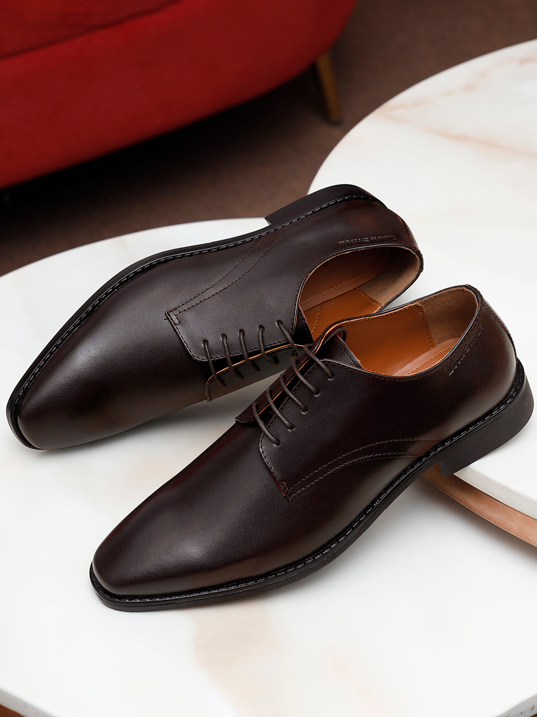 Brunette Brown Italian Leather Derby Shoes