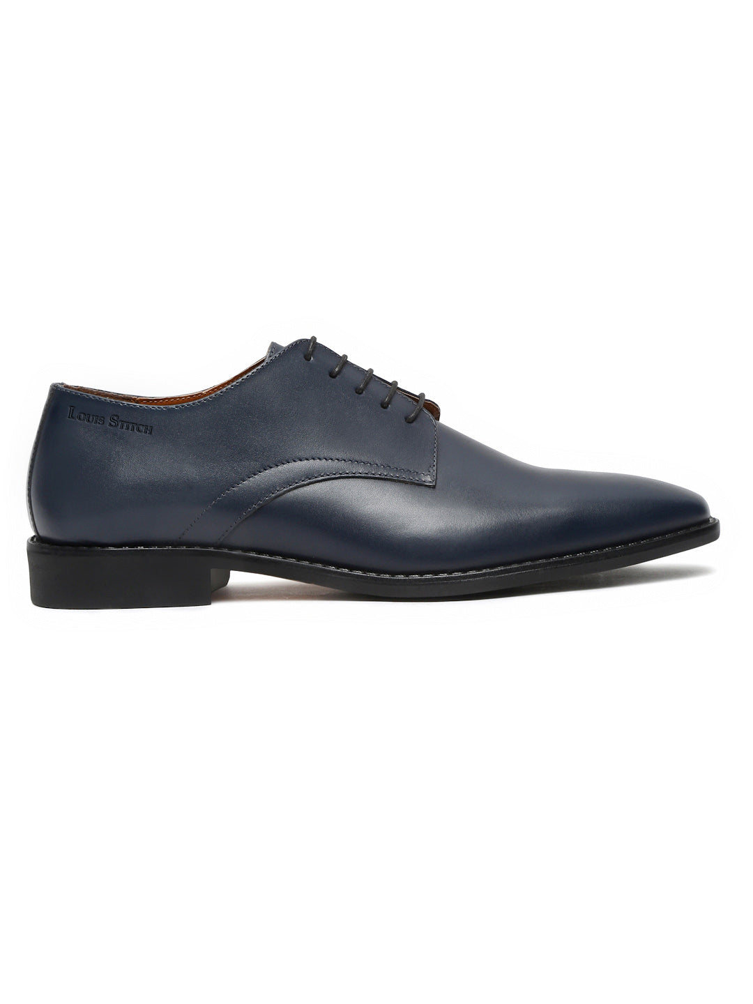 Prussian Blue Italian Leather Derby Shoes