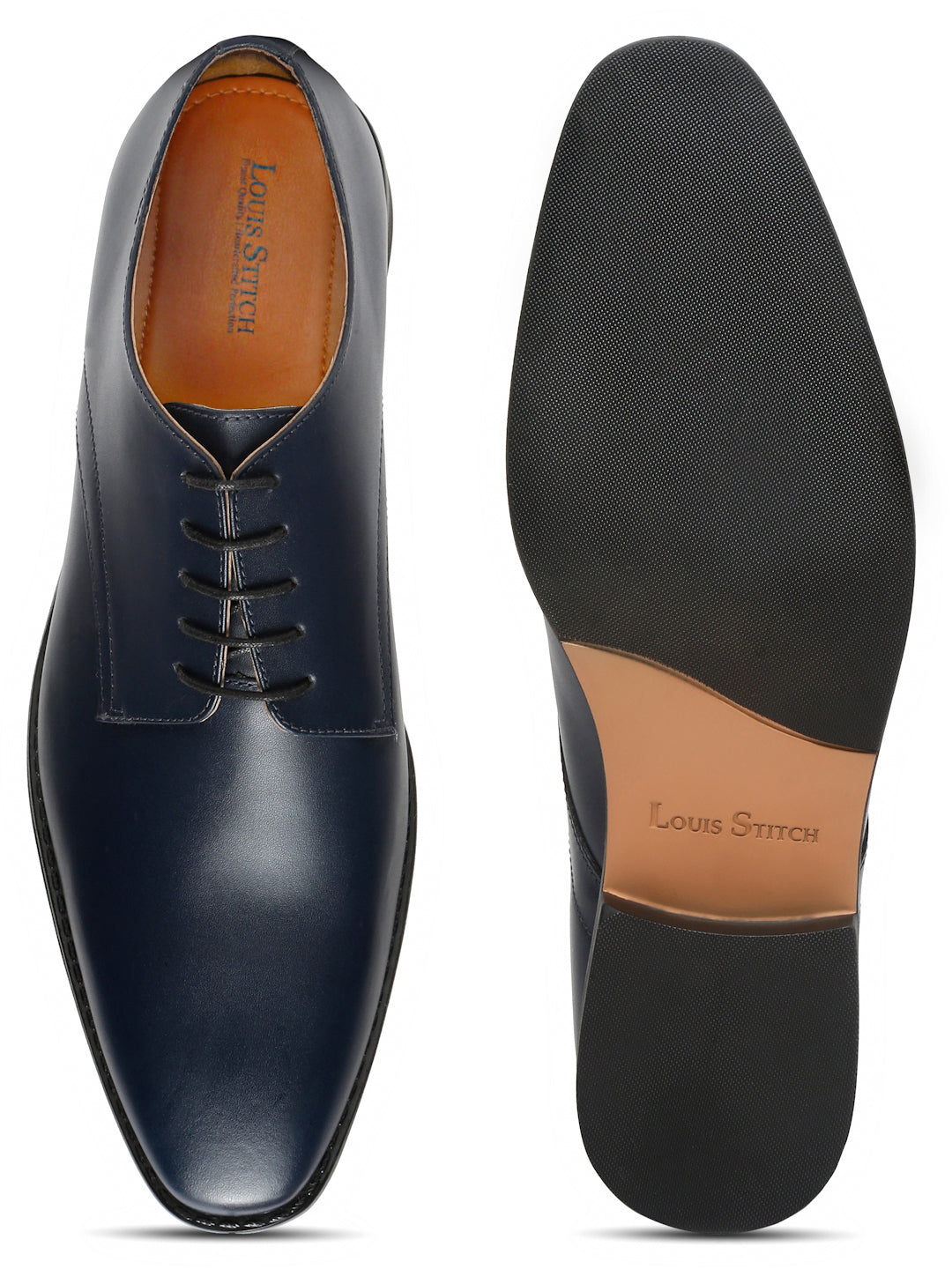 Prussian Blue Italian Leather Derby Shoes
