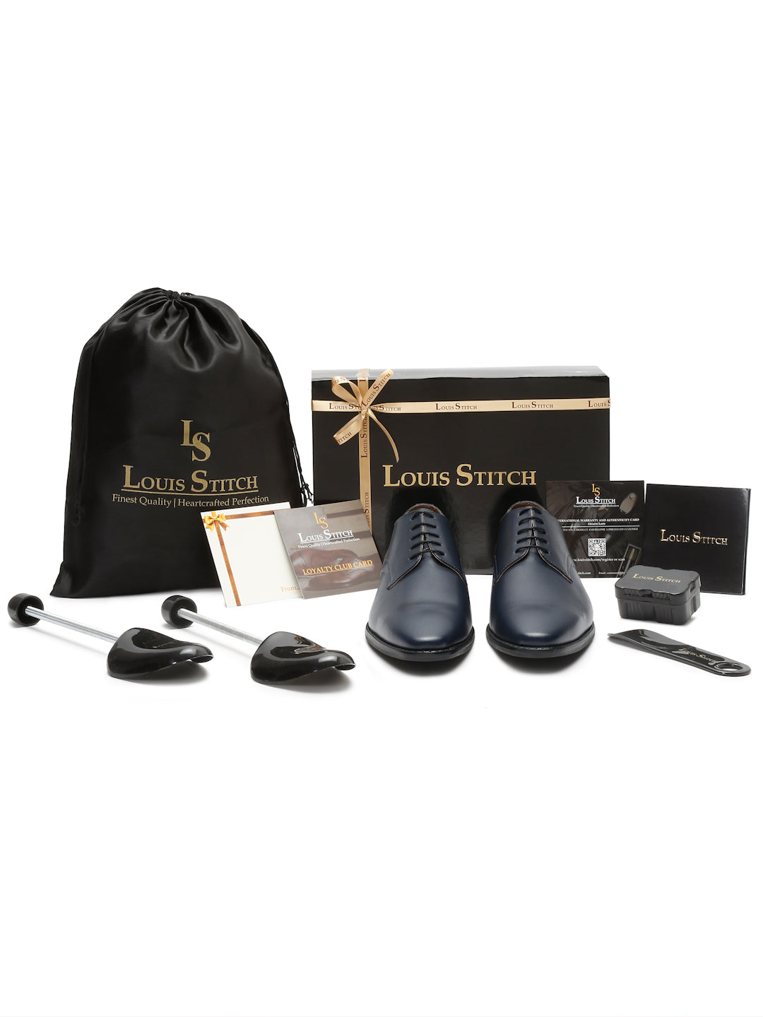 Prussian Blue Italian Leather Derby Shoes