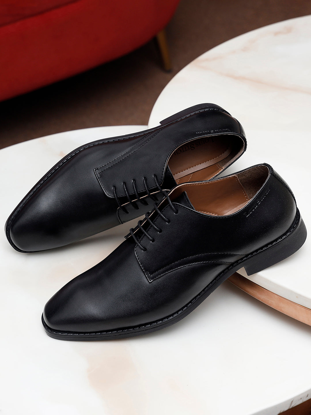 Jet Black Italian Leather Derby Shoes