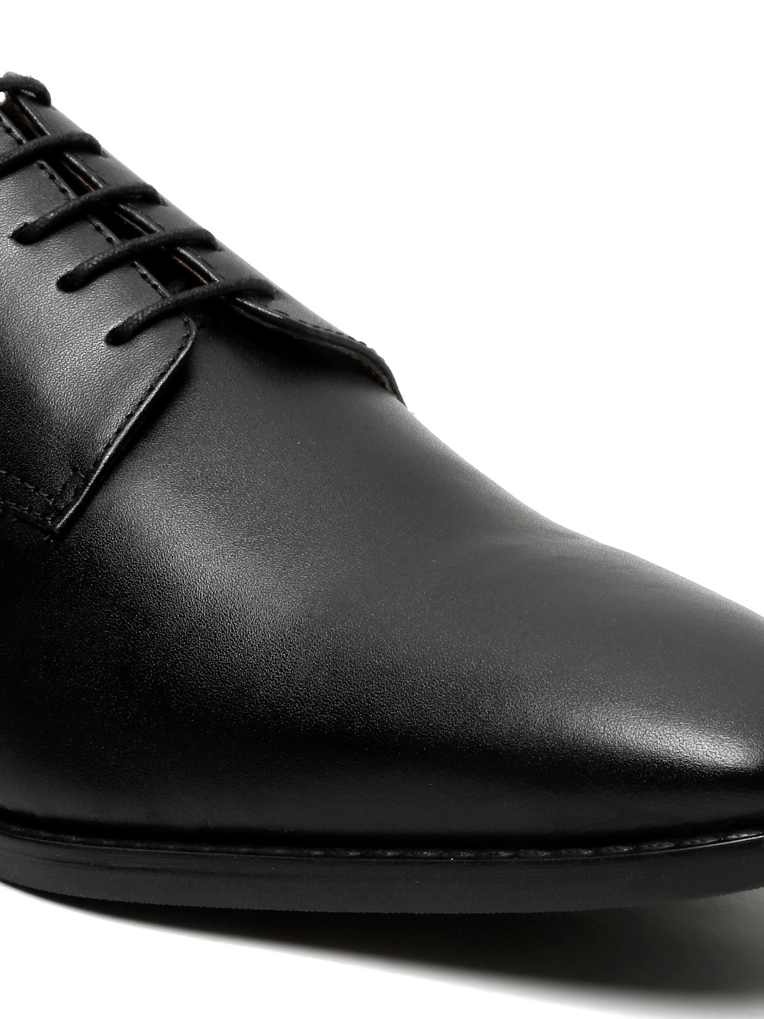 Jet Black Italian Leather Derby Shoes