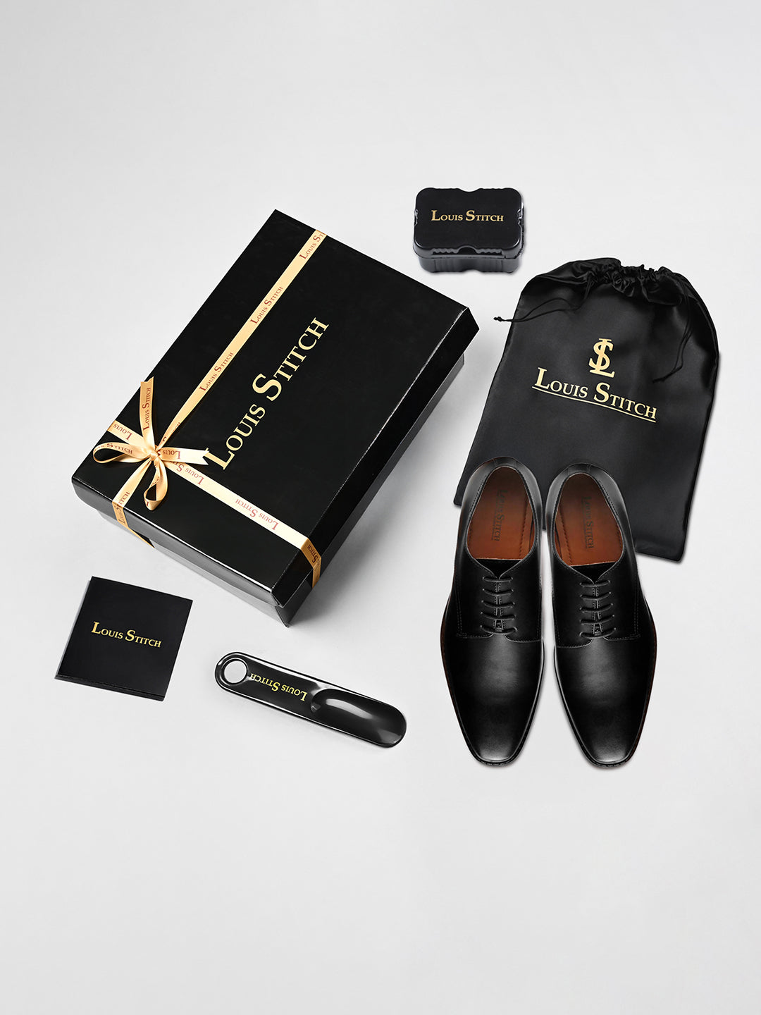 Jet Black Italian Leather Derby Shoes