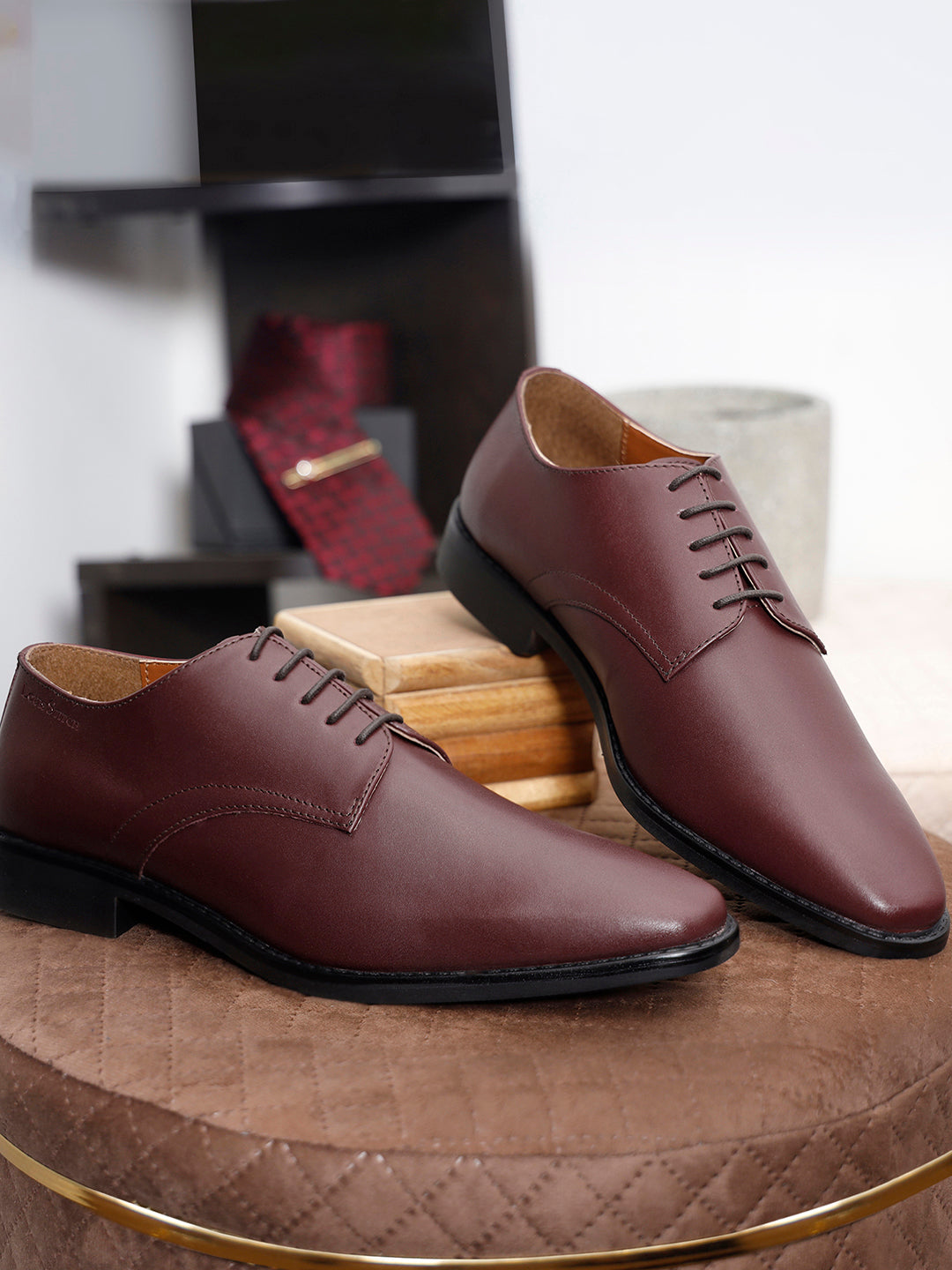 Rosewood Italian Leather Derby Shoes