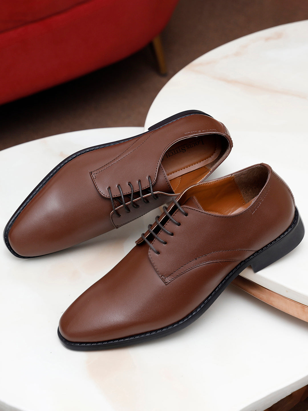 Tan Italian Leather Derby Shoes