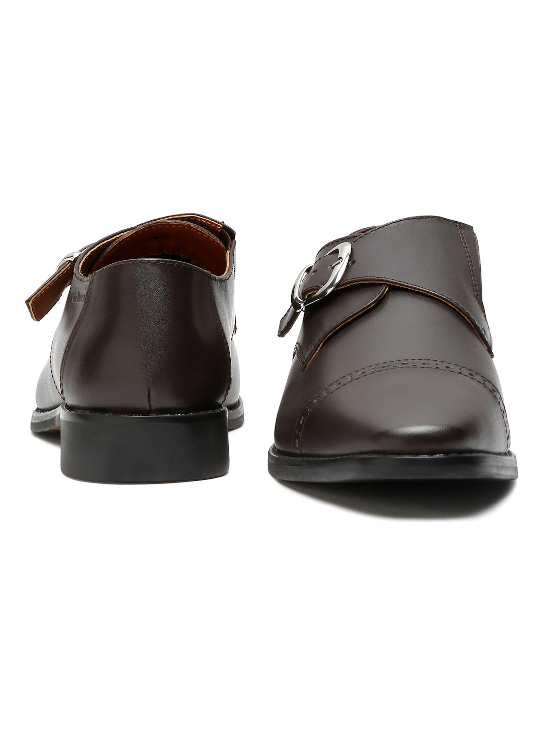 Brunette Brown Italian Leather Single Monk Strap Shoes