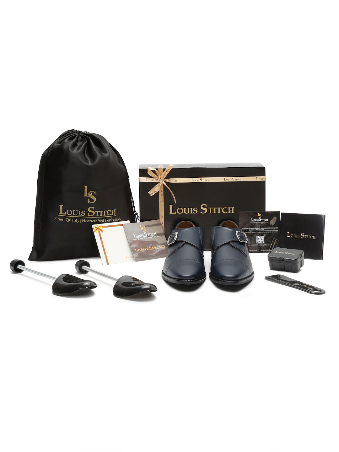 Prussian Blue Italian Leather Single Monk Strap Shoes