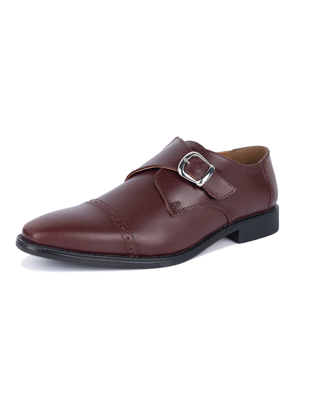 Rosewood Italian Leather Single Monk Strap Shoes