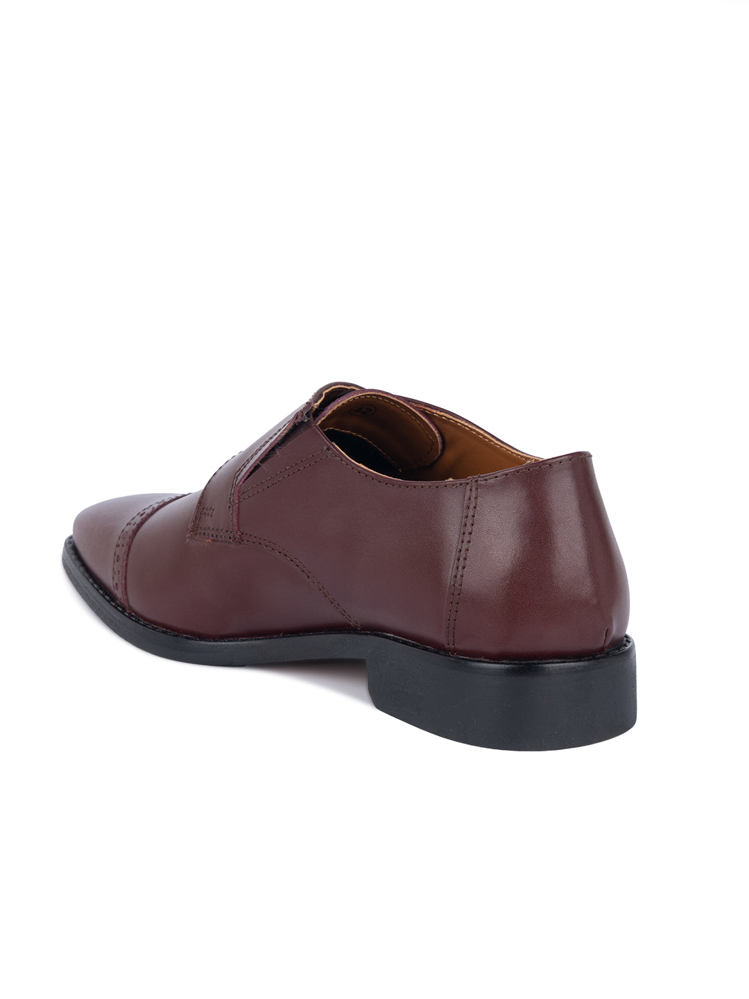 Rosewood Italian Leather Single Monk Strap Shoes