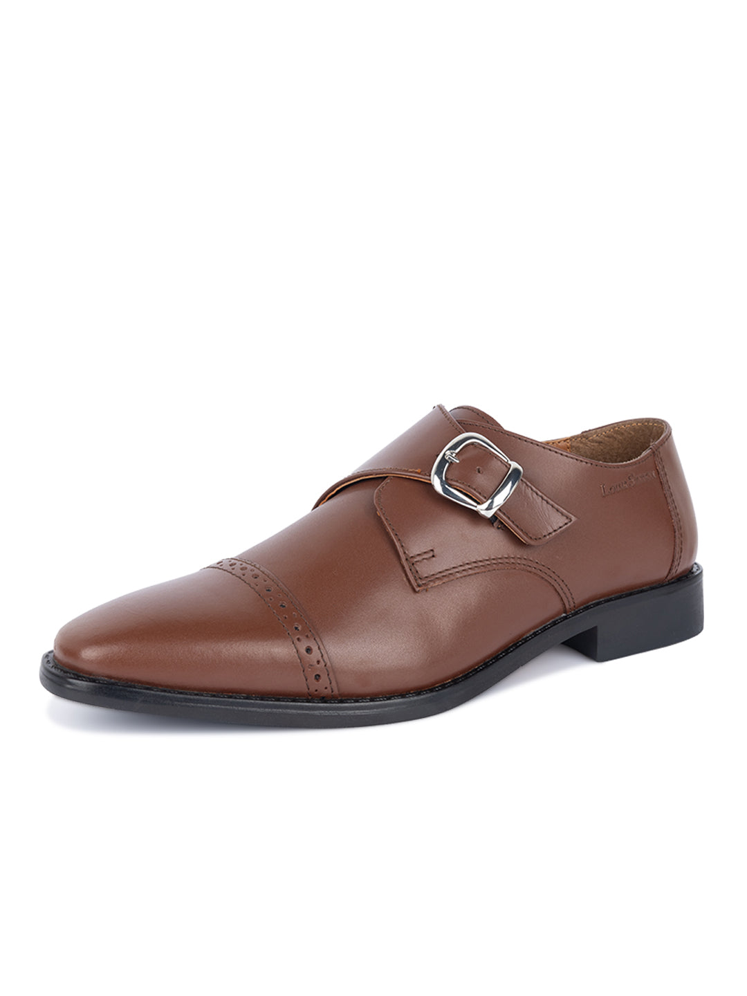 Tan Italian Leather Single Monk Strap Shoes