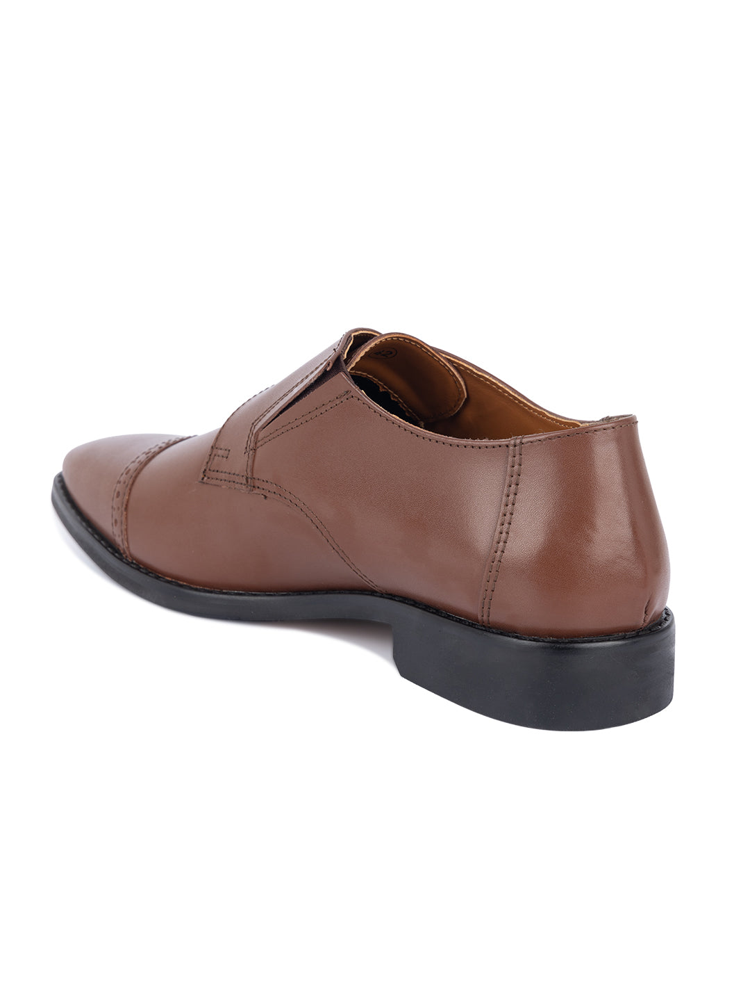 Tan Italian Leather Single Monk Strap Shoes