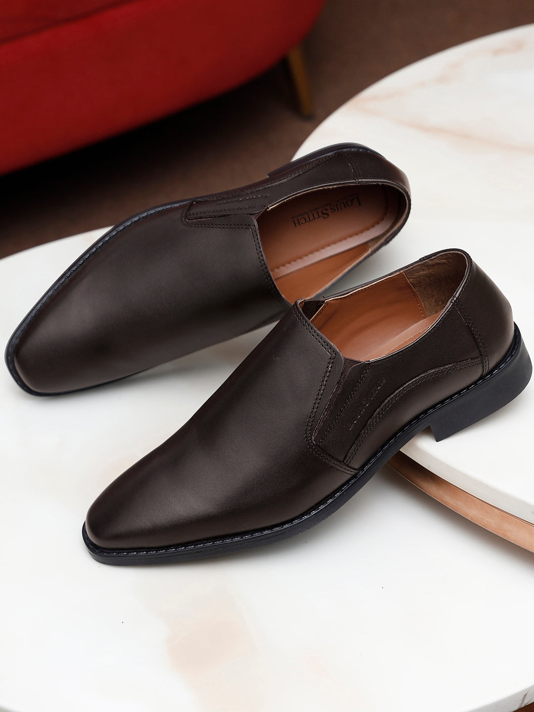 Brunette Brown Handmade Italian Leather Formal Slipons Shoes