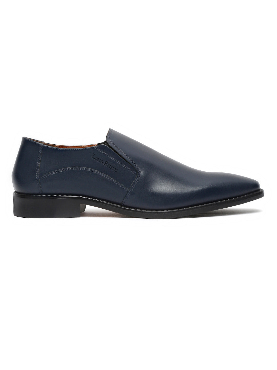 Prussian Blue Handmade Italian Leather Formal Slipons Shoes