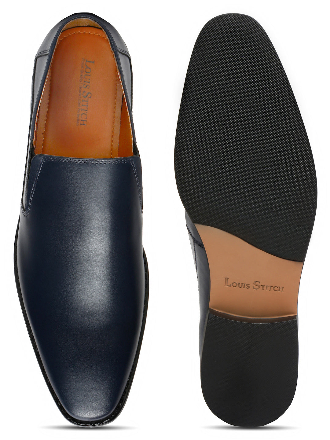 Prussian Blue Handmade Italian Leather Formal Slipons Shoes