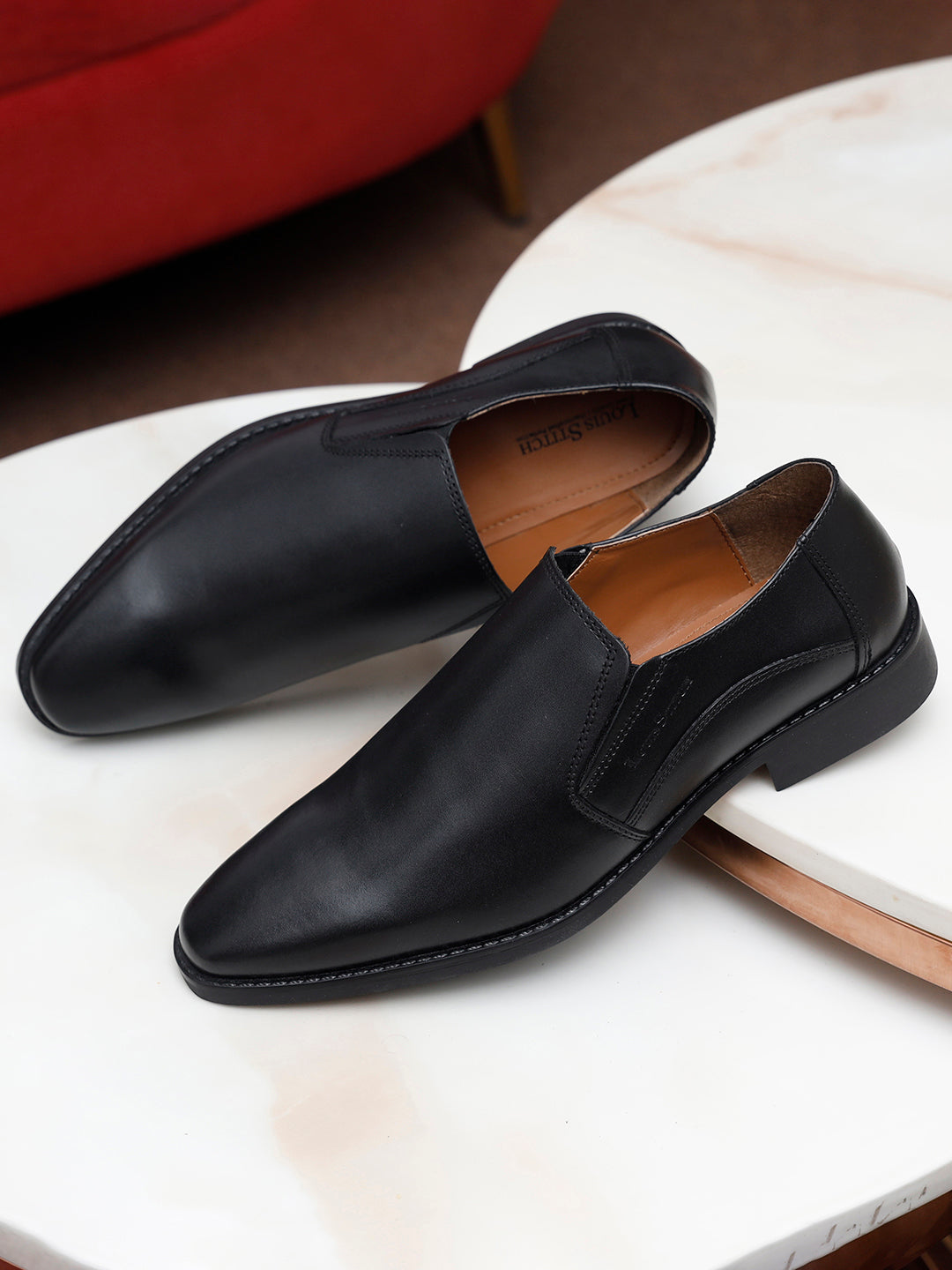 Jet Black Handmade Italian Leather Formal Slipons Shoes