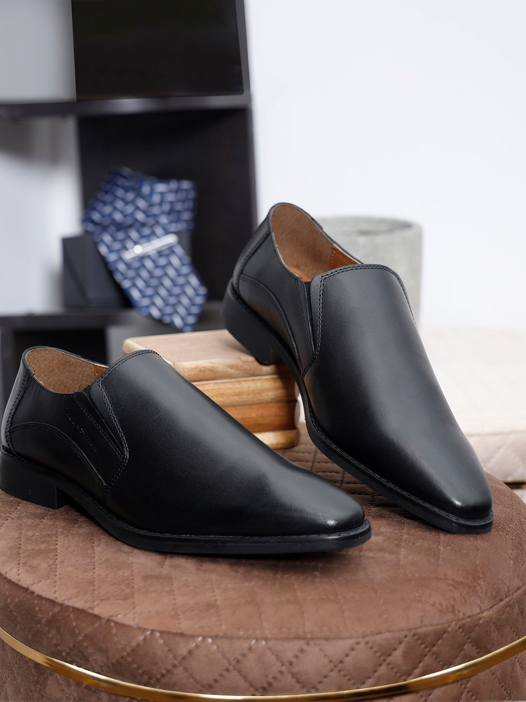 Jet Black Handmade Italian Leather Formal Slipons Shoes