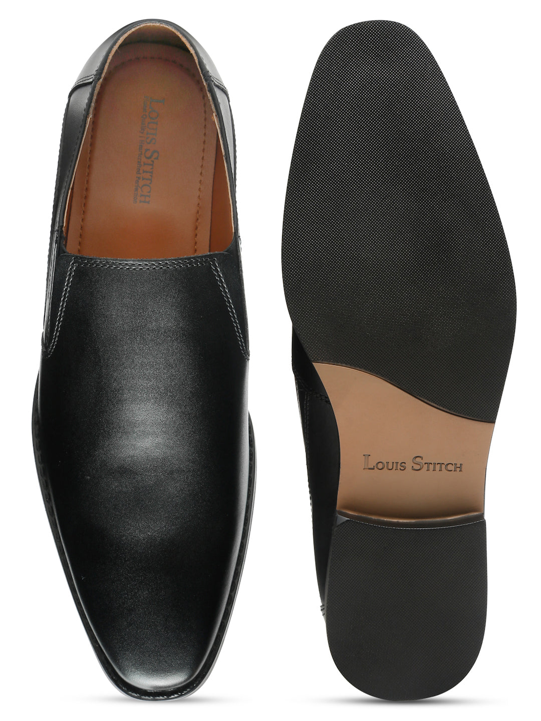 Jet Black Handmade Italian Leather Formal Slipons Shoes