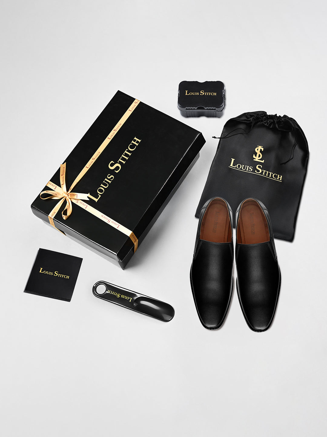 Jet Black Handmade Italian Leather Formal Slipon Shoes
