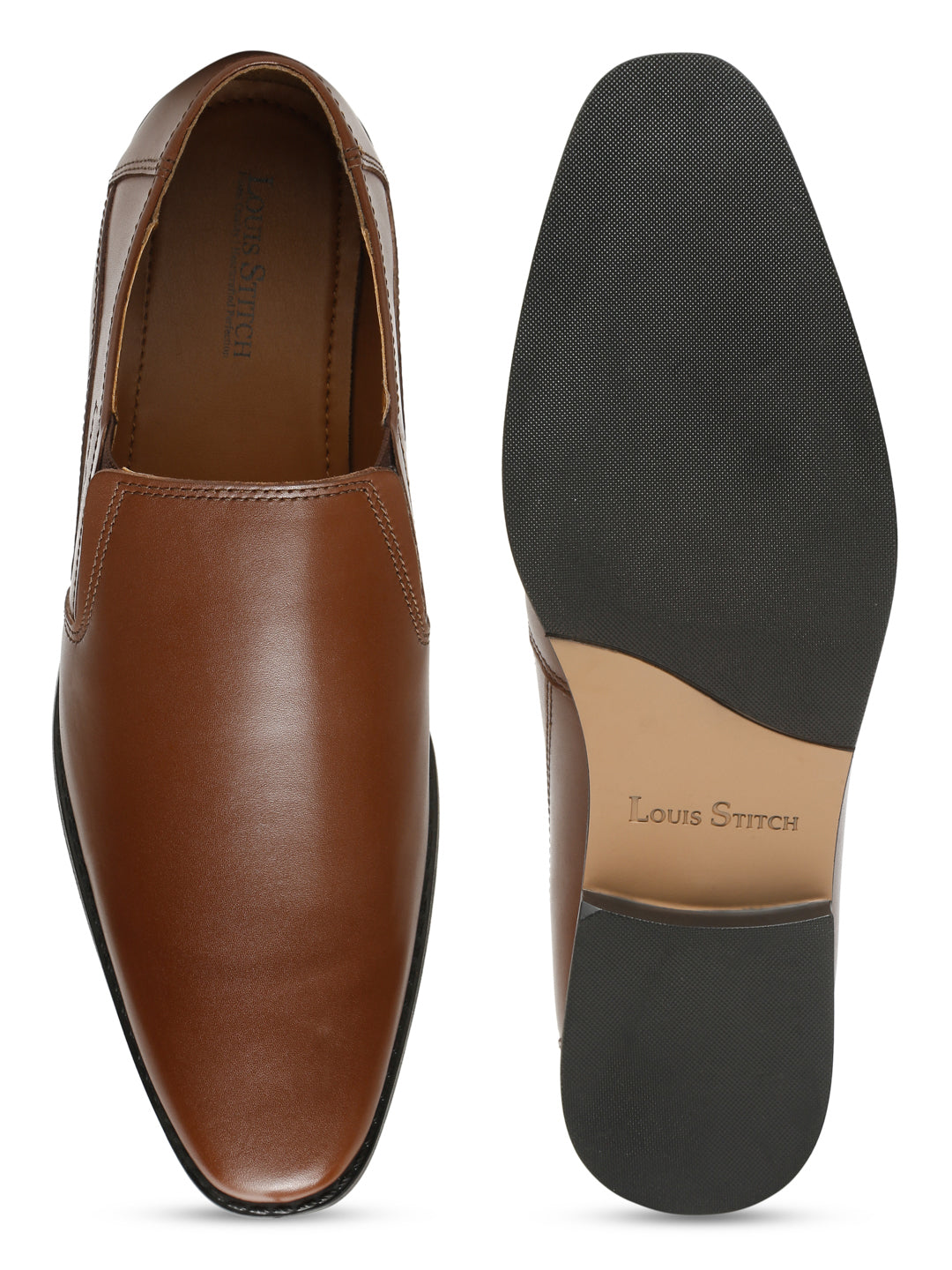 Tan Handmade Italian Leather Formal Slipons Shoes